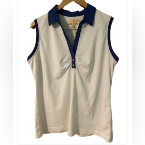 Sport Haley Golf Tennis 1/4 Zip Sleeveless Collared Top Women’s Size Large White